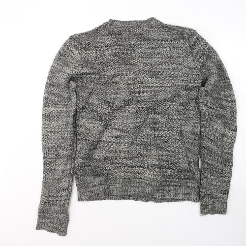 Label Lab Mens Grey Round Neck  Acrylic Pullover Jumper Size S