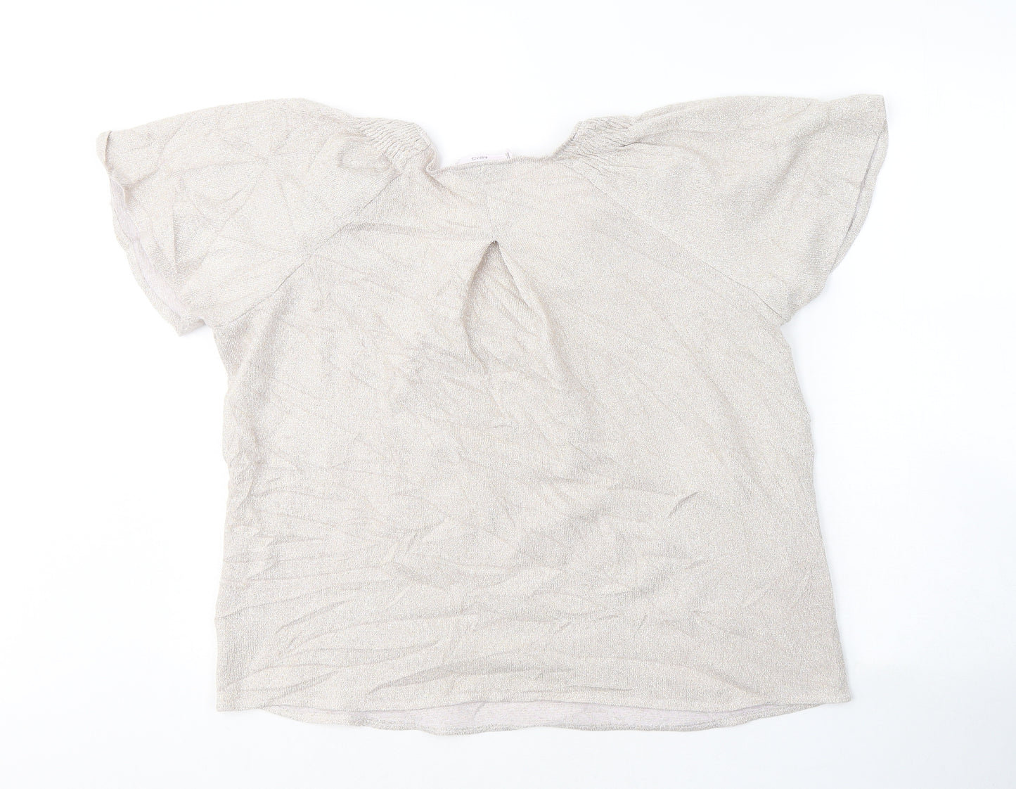 Mango Womens Grey  Polyester Basic T-Shirt Size S Round Neck