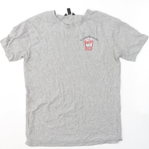 New Look Womens Grey  Cotton Basic T-Shirt Size 10 Round Neck