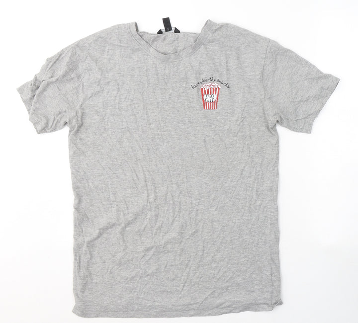 New Look Womens Grey  Cotton Basic T-Shirt Size 10 Round Neck