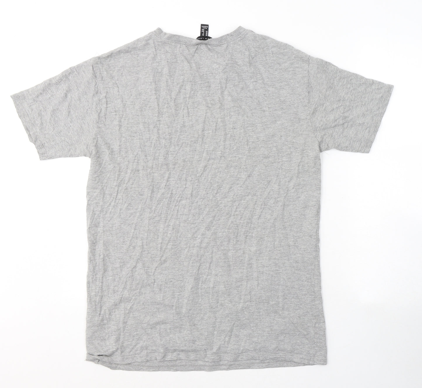New Look Womens Grey  Cotton Basic T-Shirt Size 10 Round Neck