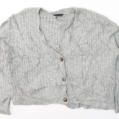 Marks and Spencer Womens Grey V-Neck  Acrylic Cardigan Jumper Size XL
