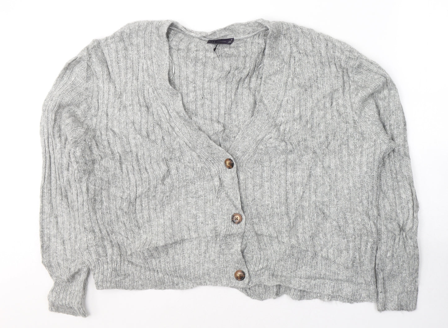 Marks and Spencer Womens Grey V-Neck  Acrylic Cardigan Jumper Size XL
