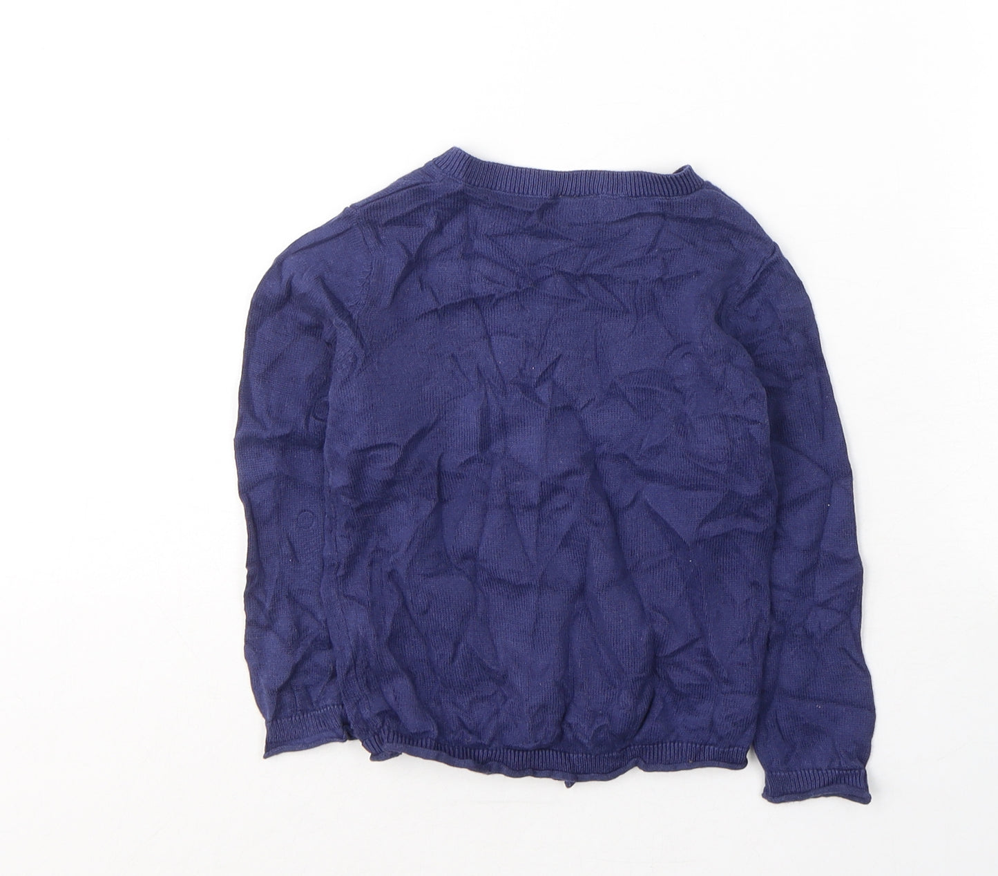 TU Girls Blue Round Neck  Cotton Cape Jumper Size 2-3 Years  Button