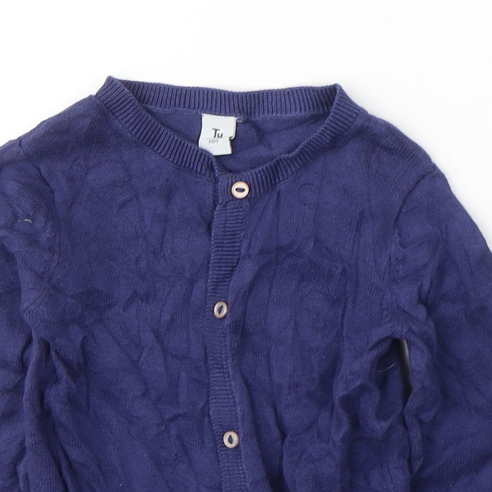 TU Girls Blue Round Neck  Cotton Cape Jumper Size 2-3 Years  Button
