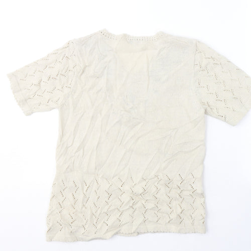 Damart Womens Beige  Cotton Basic T-Shirt Size 10 V-Neck