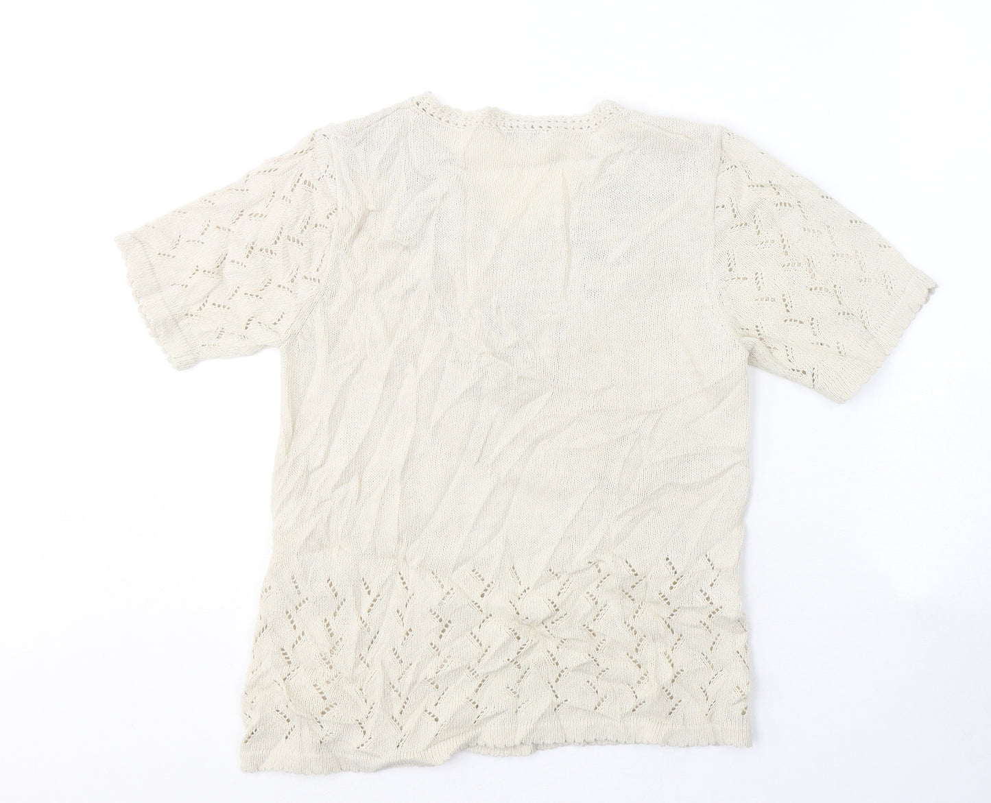 Damart Womens Beige  Cotton Basic T-Shirt Size 10 V-Neck