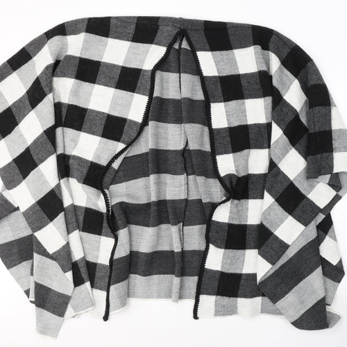 New Look Womens Grey V-Neck Check Acrylic Cardigan Jumper One Size