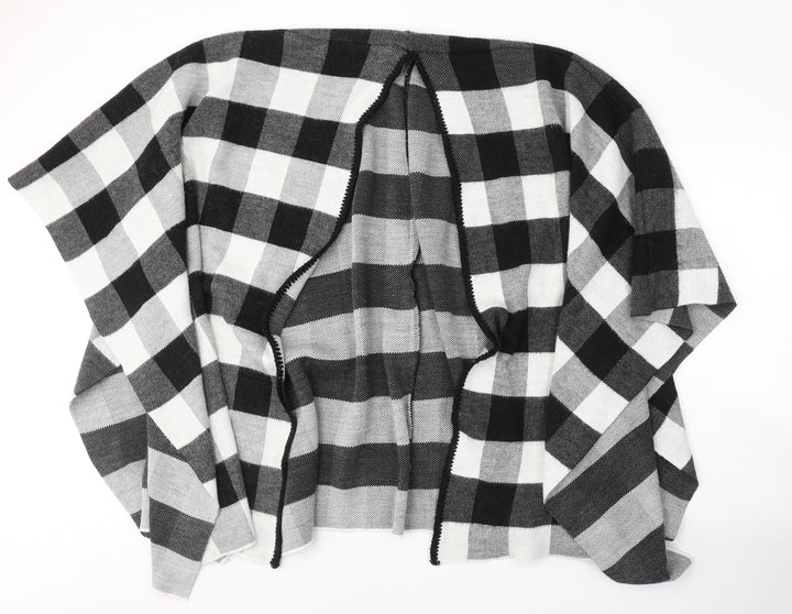 New Look Womens Grey V-Neck Check Acrylic Cardigan Jumper One Size