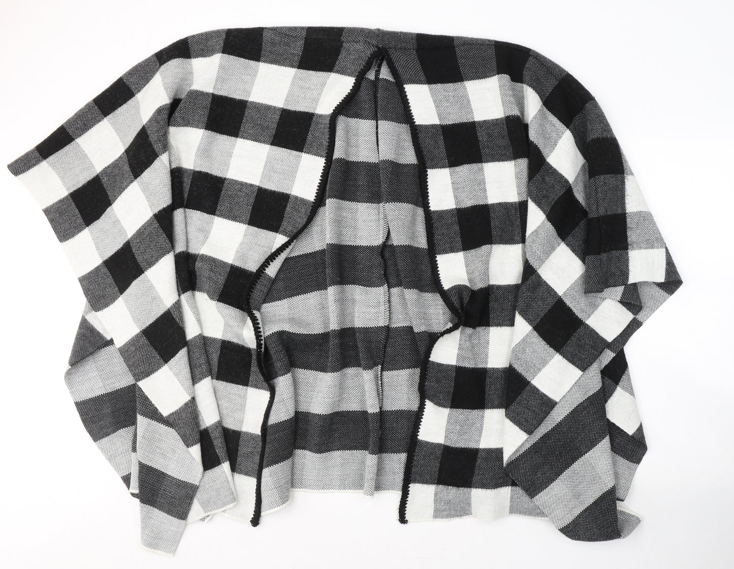 New Look Womens Grey V-Neck Check Acrylic Cardigan Jumper One Size