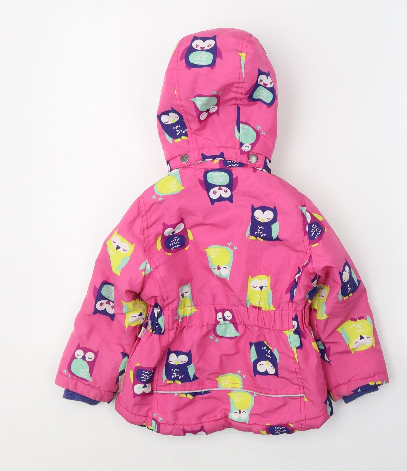name it Girls Orange Geometric  Basic Coat Coat Size 2 Years  Zip - Owl Print