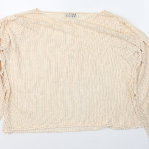 Zara Womens Ivory Round Neck  Acrylic Pullover Jumper Size S