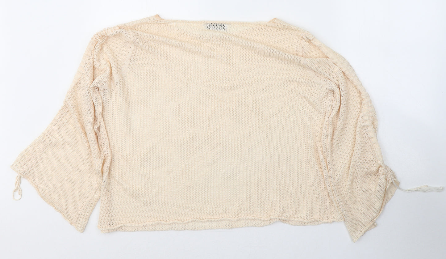 Zara Womens Ivory Round Neck  Acrylic Pullover Jumper Size S