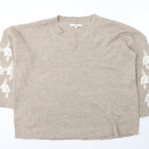 NEXT Womens Beige Round Neck  Acrylic Pullover Jumper Size 10