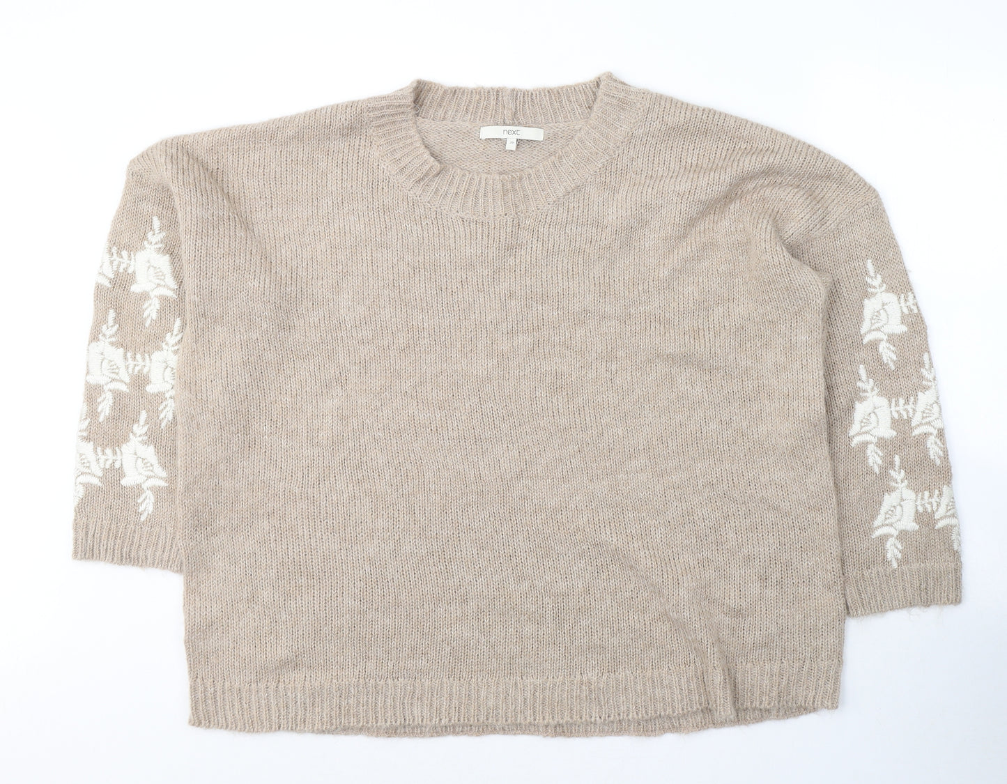 NEXT Womens Beige Round Neck  Acrylic Pullover Jumper Size 10