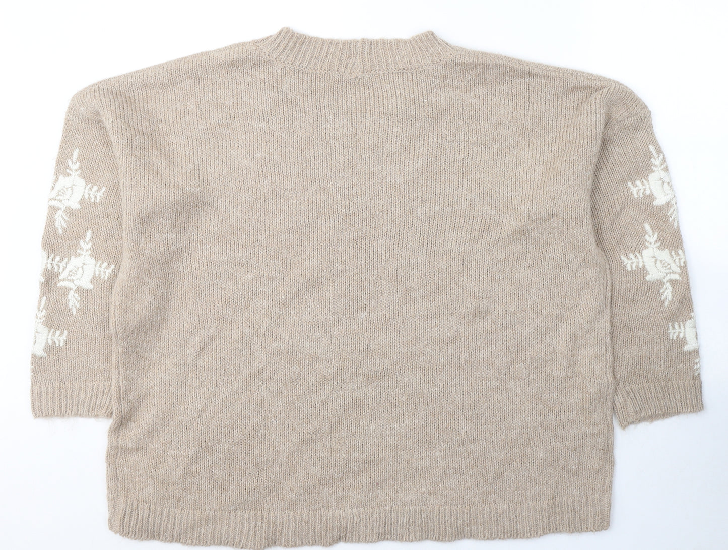 NEXT Womens Beige Round Neck  Acrylic Pullover Jumper Size 10