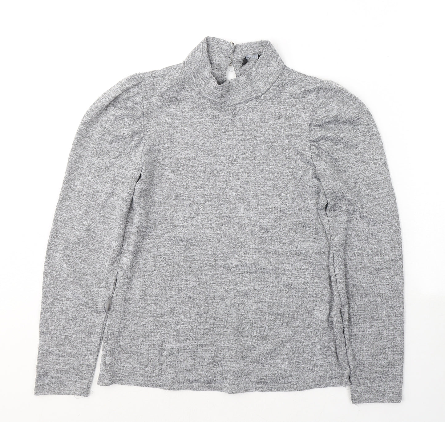 M&Co Womens Grey  Polyester Jersey T-Shirt Size 10 Round Neck