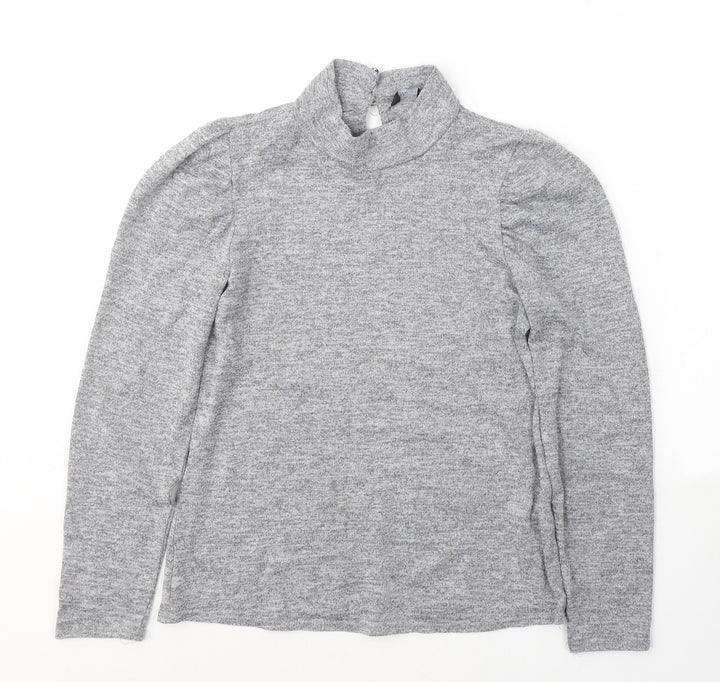 M&Co Womens Grey  Polyester Jersey T-Shirt Size 10 Round Neck