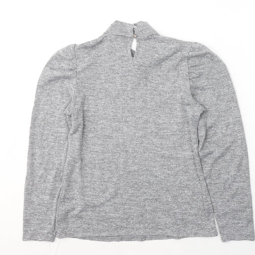 M&Co Womens Grey  Polyester Jersey T-Shirt Size 10 Round Neck