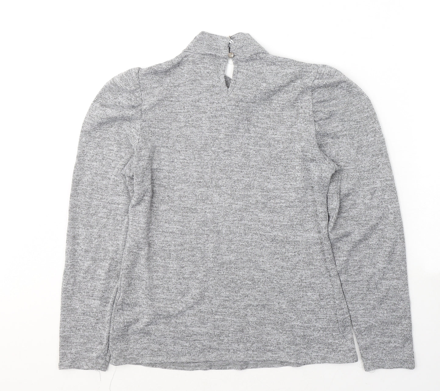 M&Co Womens Grey  Polyester Jersey T-Shirt Size 10 Round Neck