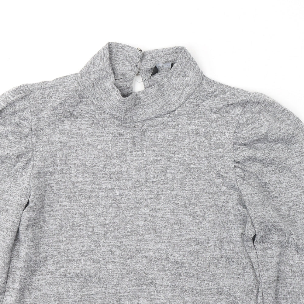 M&Co Womens Grey  Polyester Jersey T-Shirt Size 10 Round Neck