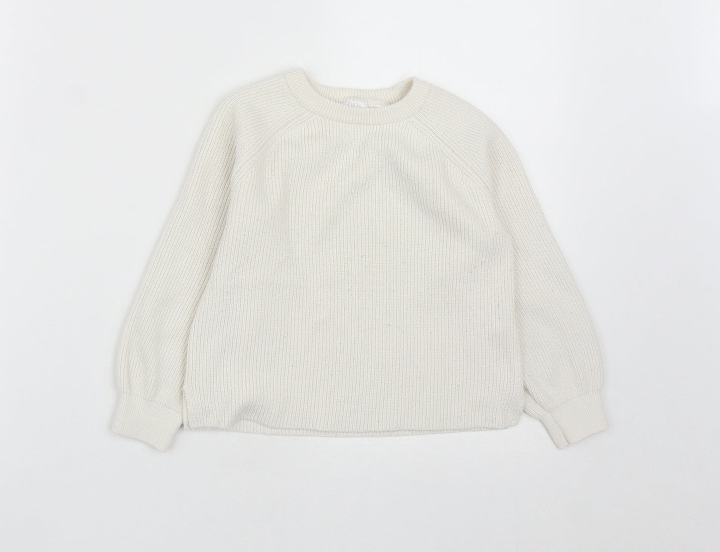 Zara Girls White Round Neck  Polyamide Pullover Jumper Size 4-5 Years