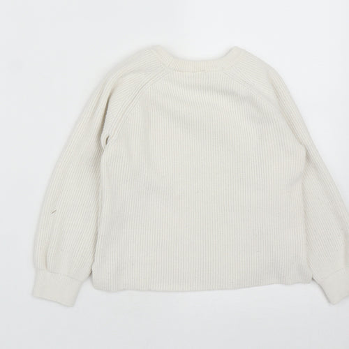 Zara Girls White Round Neck  Polyamide Pullover Jumper Size 4-5 Years