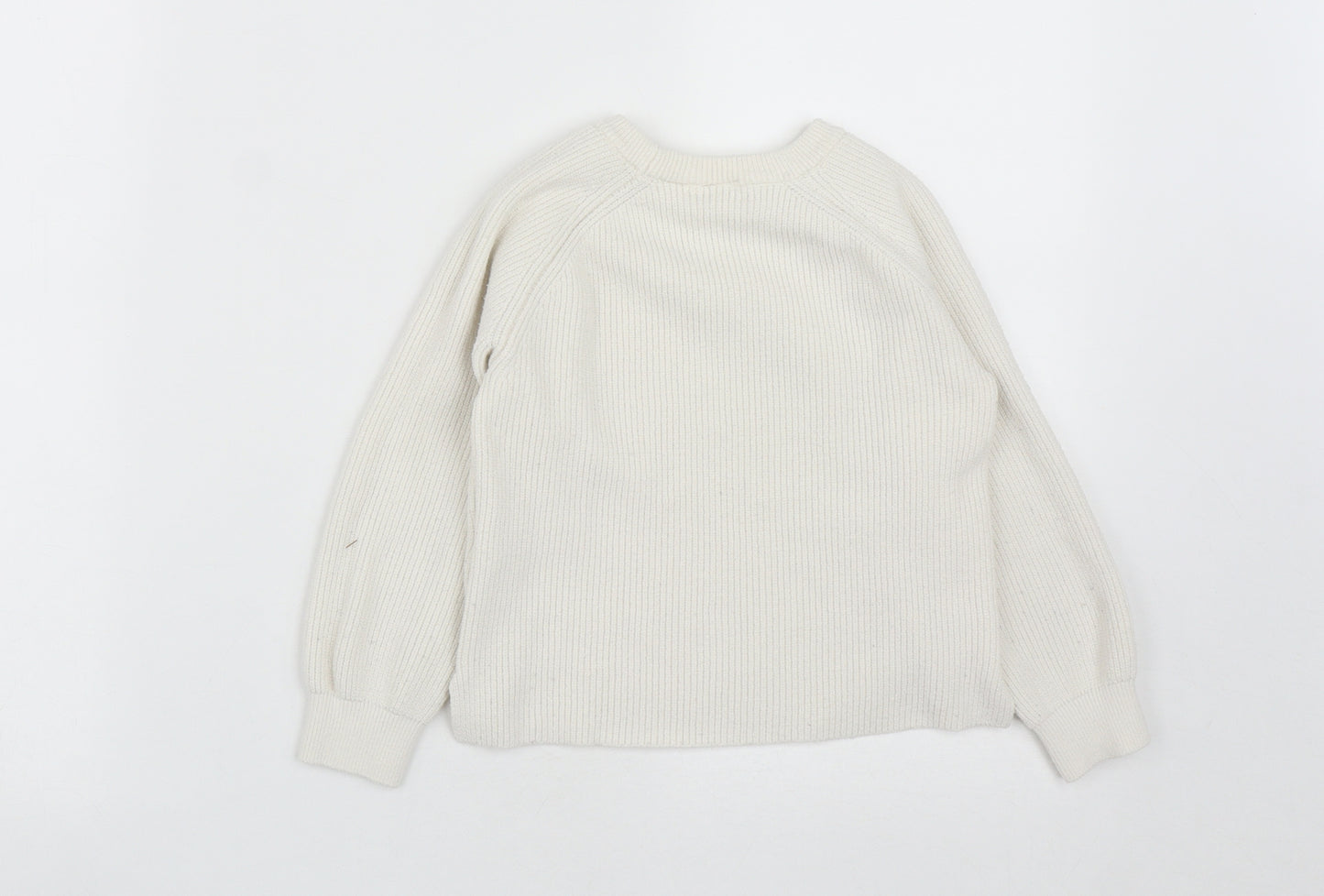 Zara Girls White Round Neck  Polyamide Pullover Jumper Size 4-5 Years