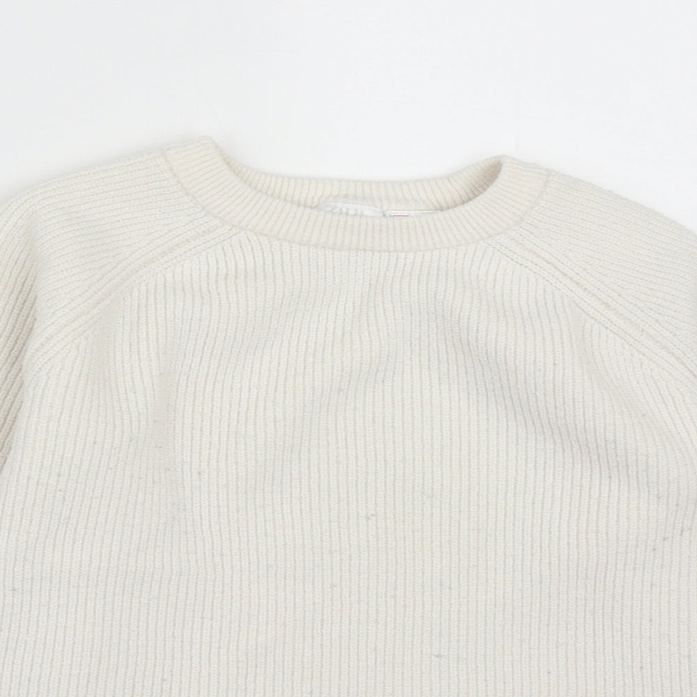Zara Girls White Round Neck  Polyamide Pullover Jumper Size 4-5 Years
