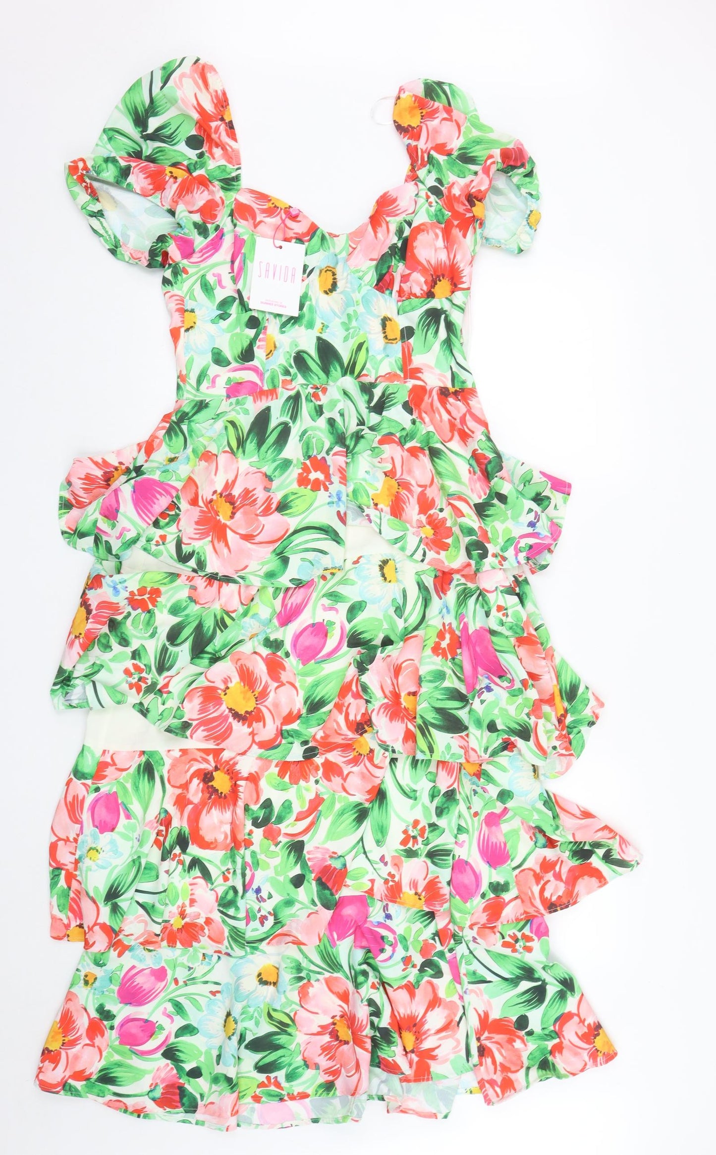 Savida Womens Multicoloured Floral Polyester Fit & Flare  Size S  Sweetheart