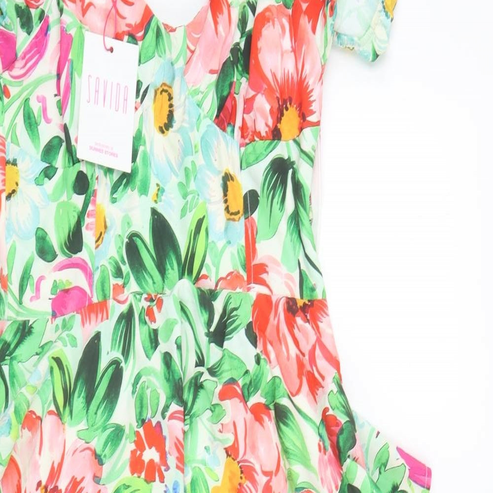 Savida Womens Multicoloured Floral Polyester Fit & Flare  Size S  Sweetheart