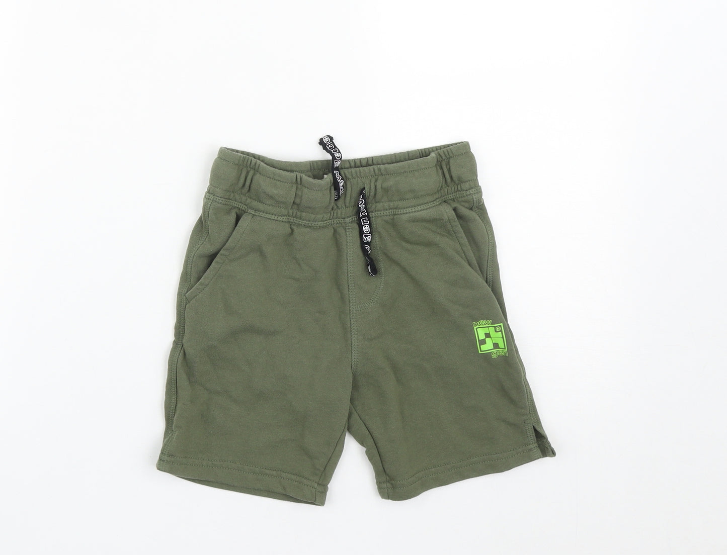 F&F Boys Green  Cotton Sweat Shorts Size 5-6 Years  Regular Drawstring