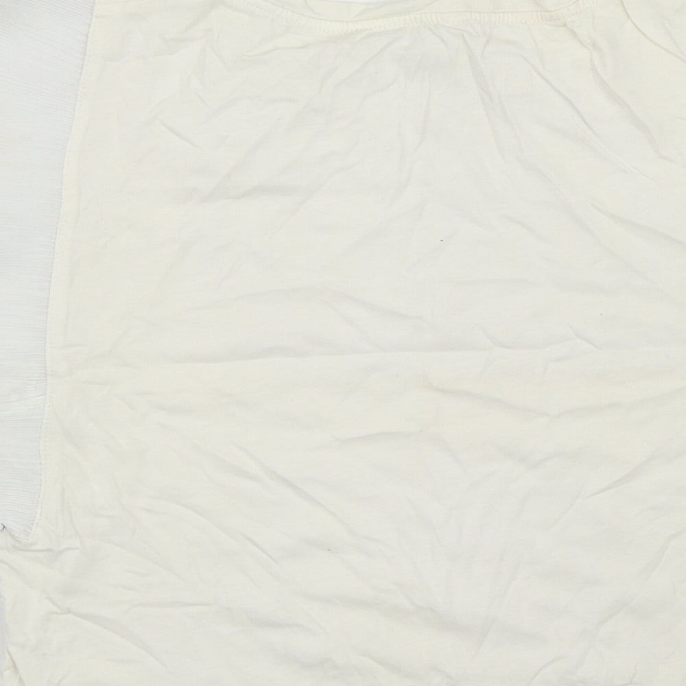 Zara Womens White  Polyester Cropped T-Shirt Size M Round Neck