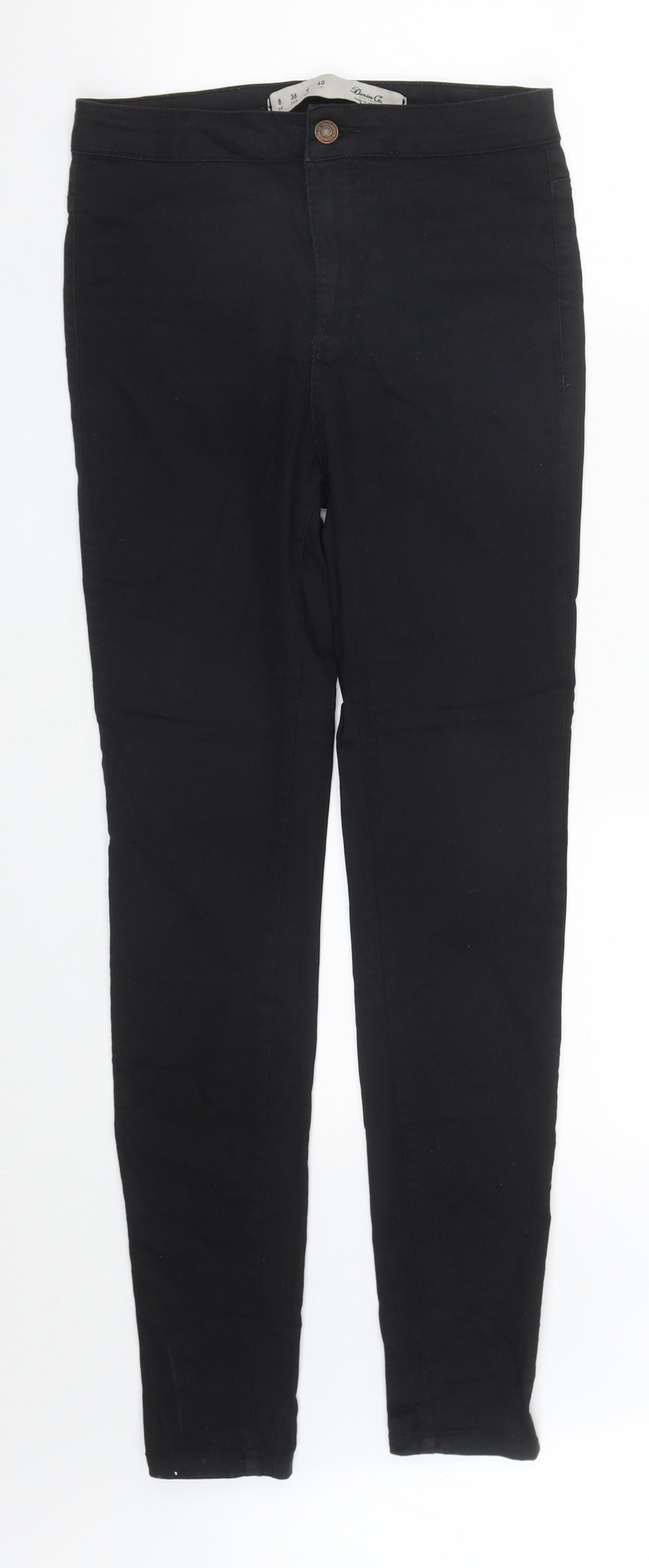 Denim & Co. Womens Black  Cotton Straight Jeans Size 8 L30 in Regular Zip