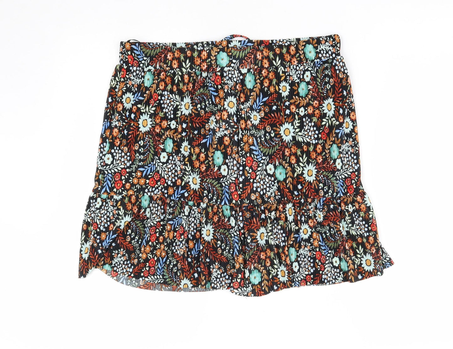 Matalan Womens Multicoloured Floral Polyester Pleated Skirt Size 14