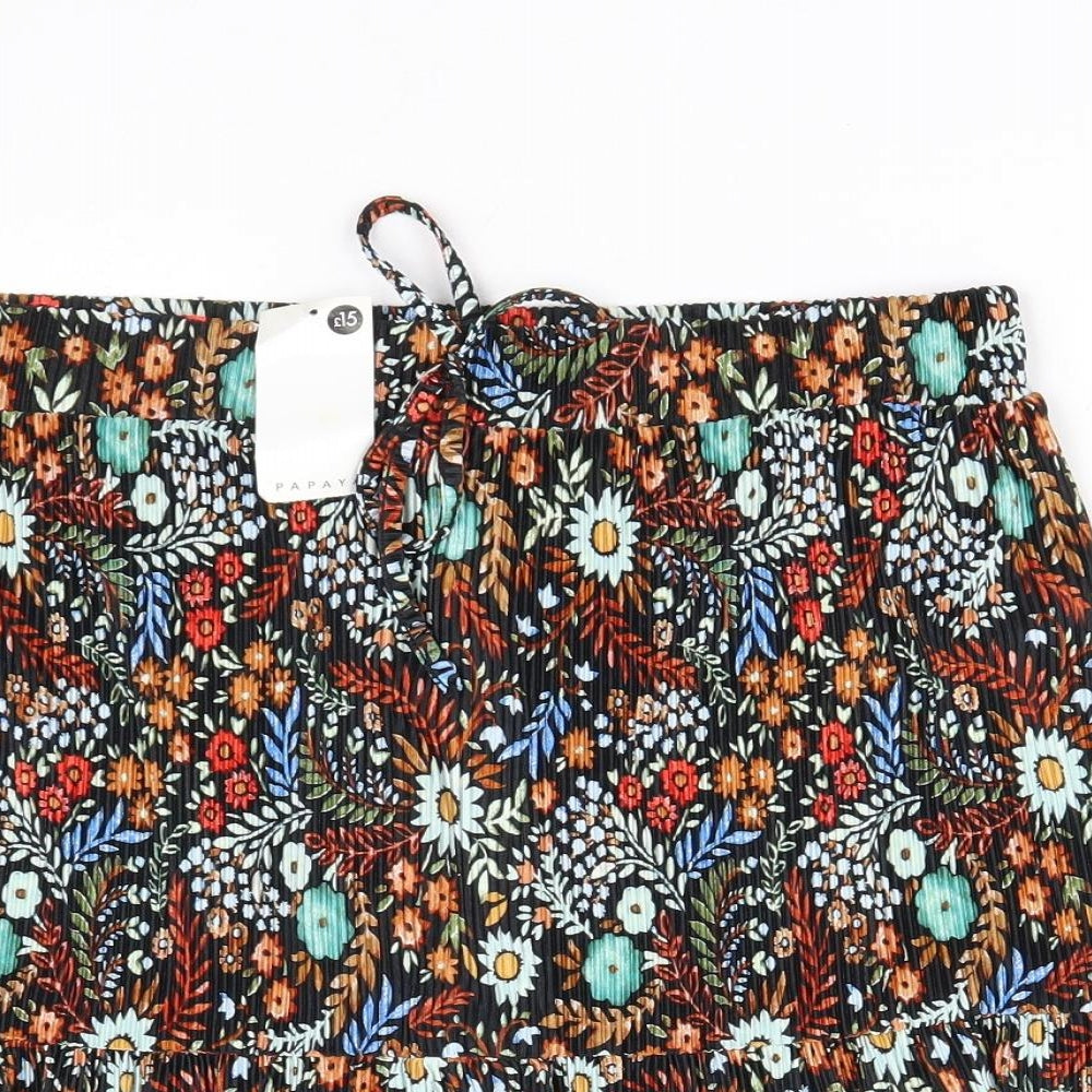 Matalan Womens Multicoloured Floral Polyester Pleated Skirt Size 14