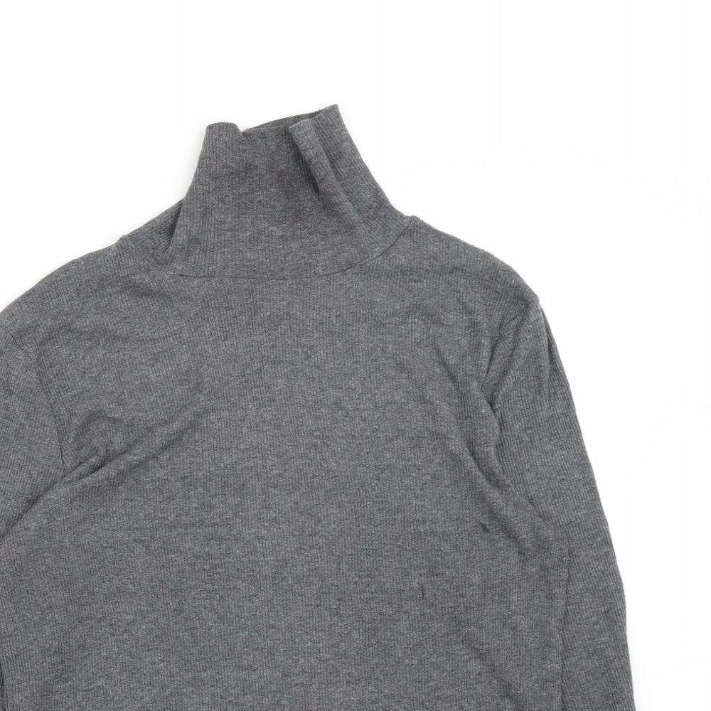 Dorothy Perkins Womens Grey High Neck  Cotton Pullover Jumper Size 16