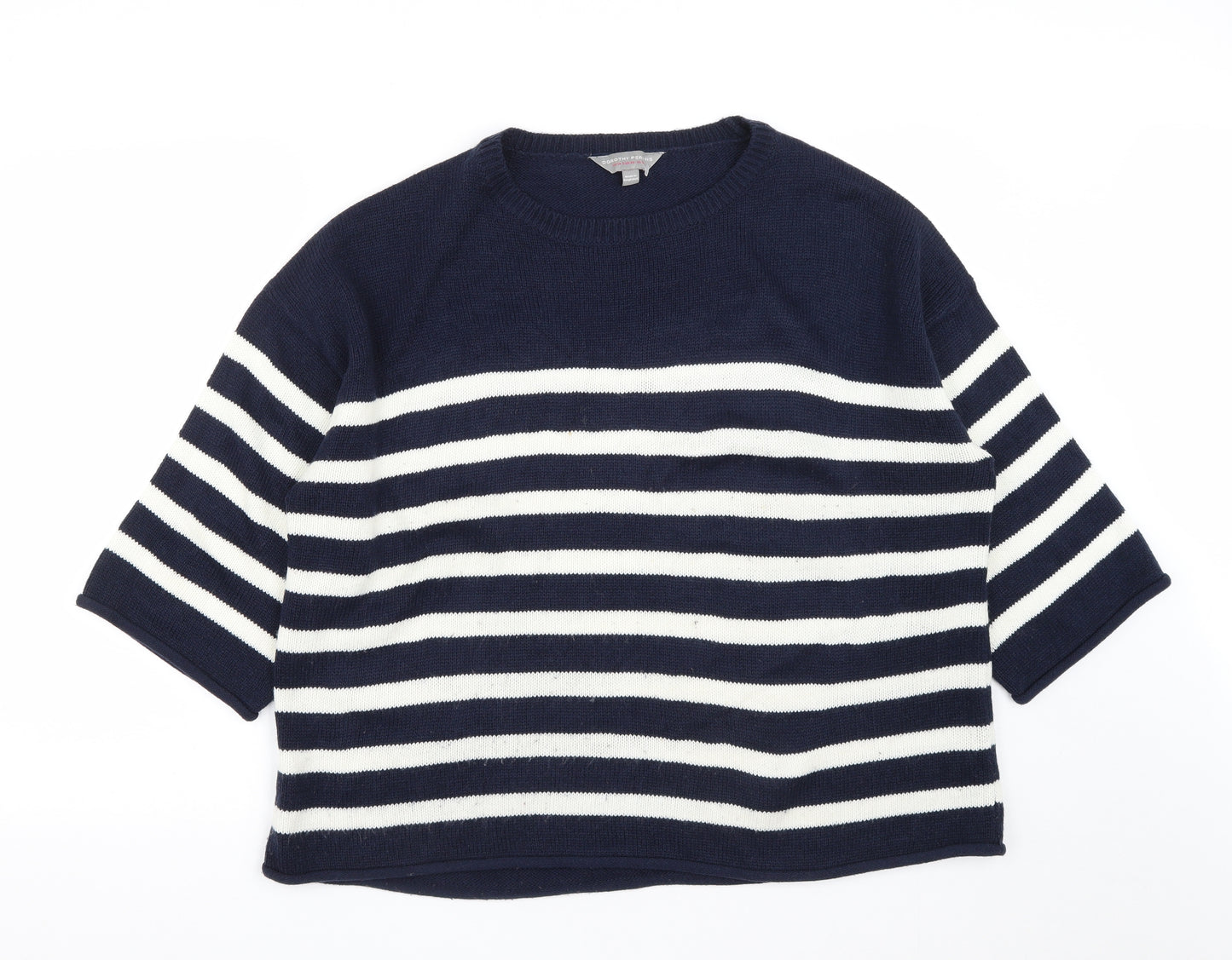 Dorothy Perkins Womens Blue Round Neck Striped Acrylic Pullover Jumper Size 18