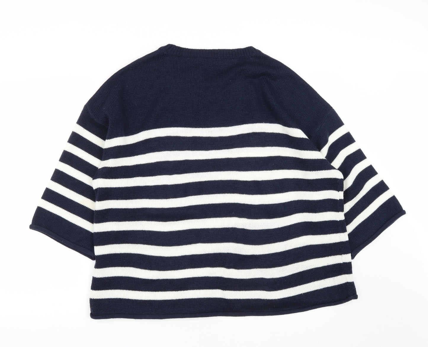 Dorothy Perkins Womens Blue Round Neck Striped Acrylic Pullover Jumper Size 18