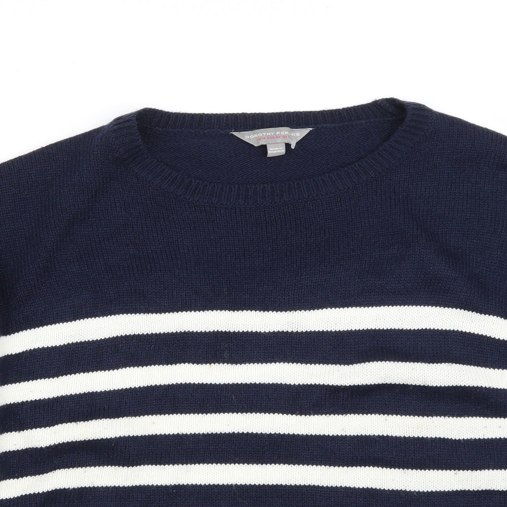 Dorothy Perkins Womens Blue Round Neck Striped Acrylic Pullover Jumper Size 18