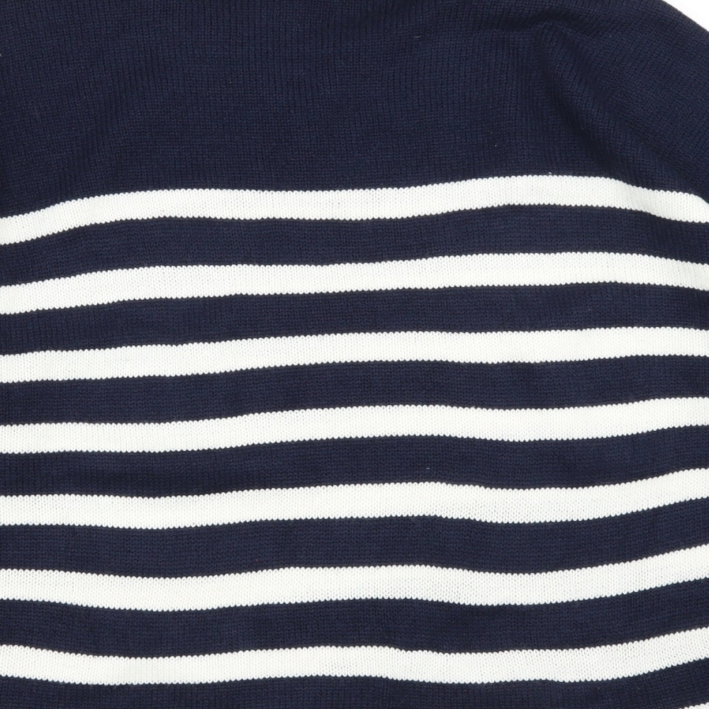 Dorothy Perkins Womens Blue Round Neck Striped Acrylic Pullover Jumper Size 18