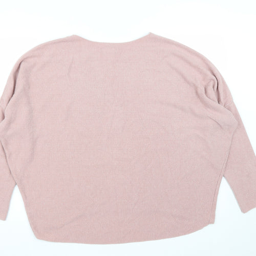 Preworn Womens Pink Round Neck  Viscose Pullover Jumper Size M