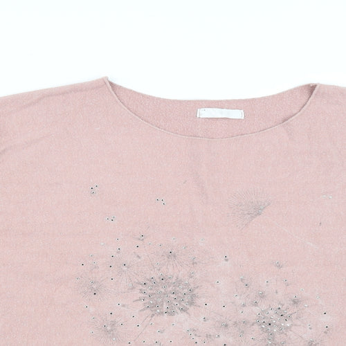 Preworn Womens Pink Round Neck  Viscose Pullover Jumper Size M