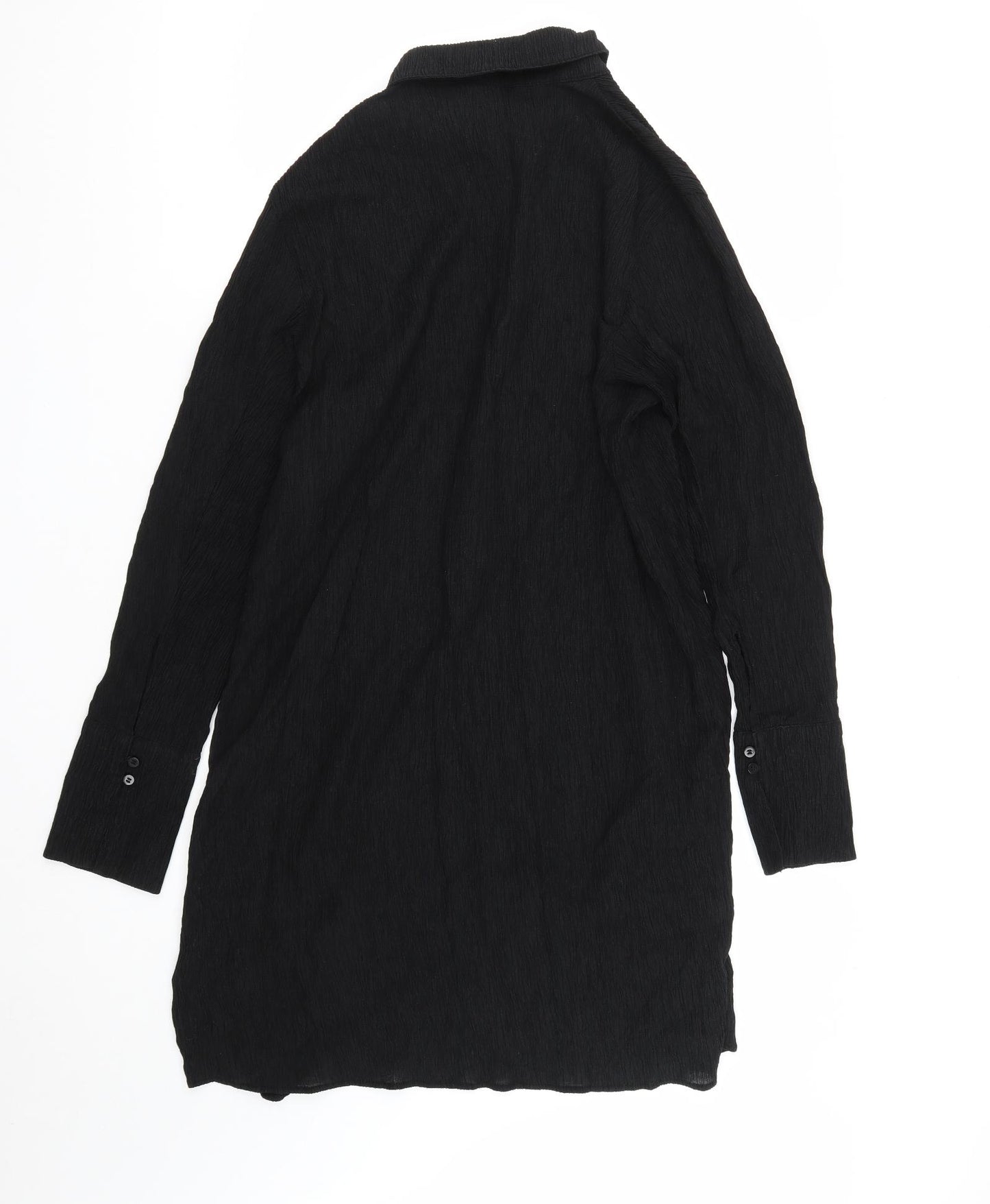 H&M Womens Black  Lyocell Basic Button-Up Size M Collared