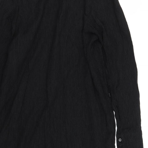 H&M Womens Black  Lyocell Basic Button-Up Size M Collared