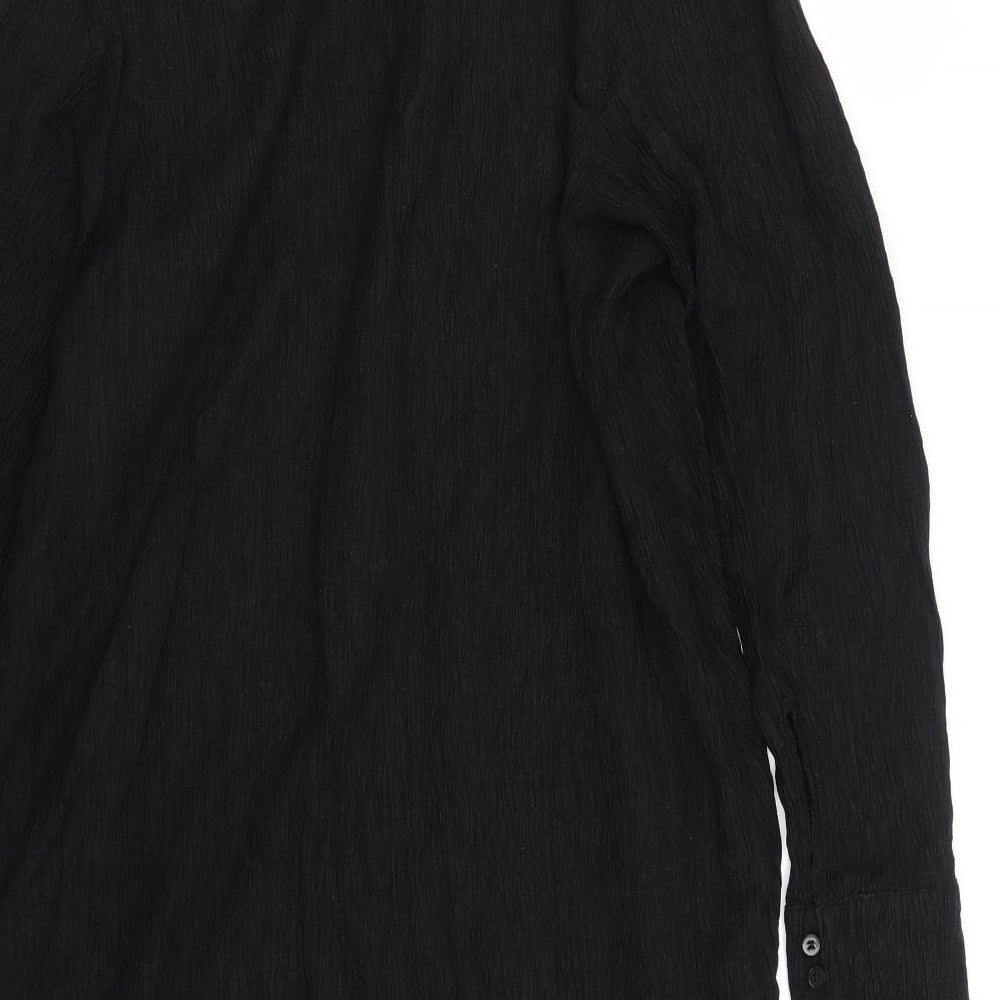 H&M Womens Black  Lyocell Basic Button-Up Size M Collared
