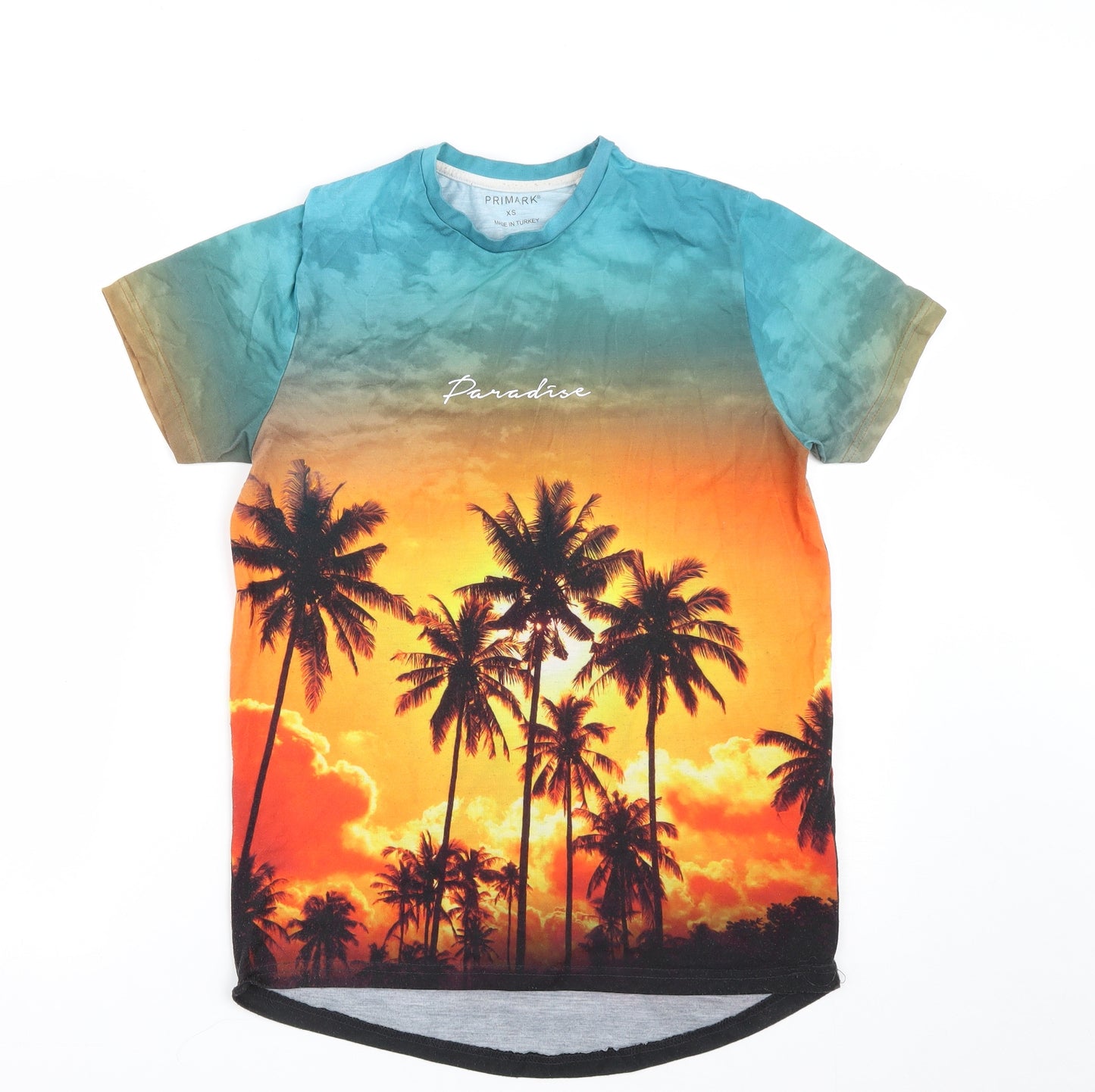 Primark Mens Multicoloured  Polyester  T-Shirt Size XS Round Neck