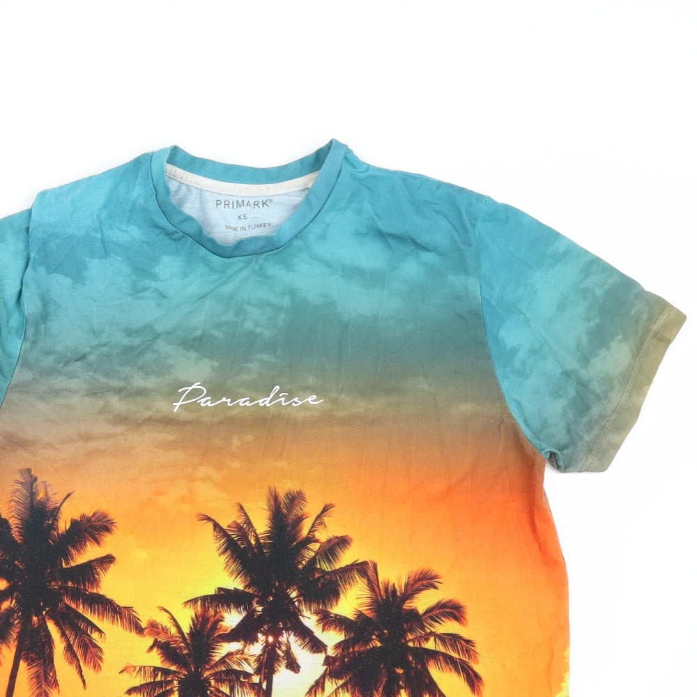 Primark Mens Multicoloured  Polyester  T-Shirt Size XS Round Neck