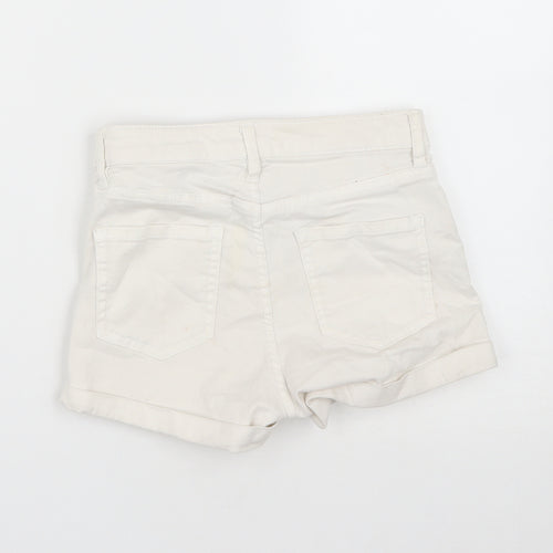 H&M Womens White  Cotton Chino Shorts Size 4  Regular Zip