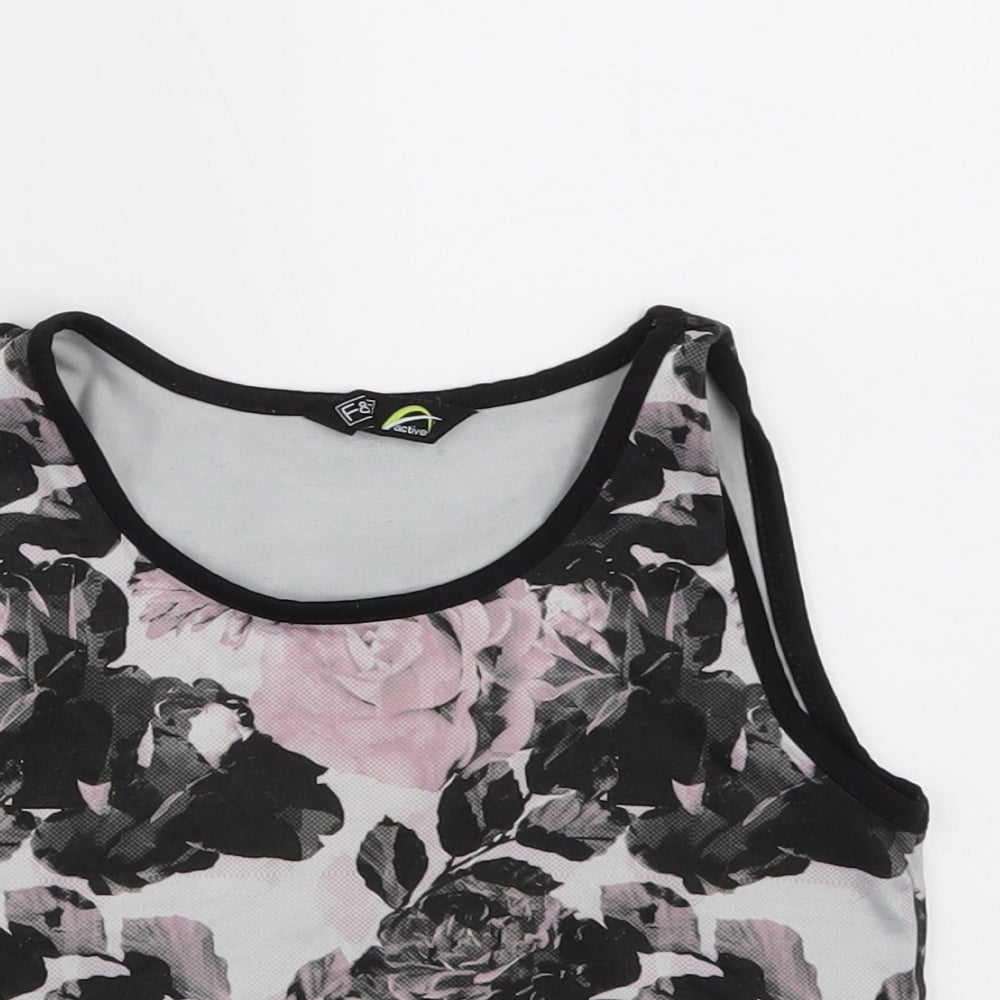 F&F Girls Multicoloured Floral Polyester Cropped Tank Size 11-12 Years Round Neck